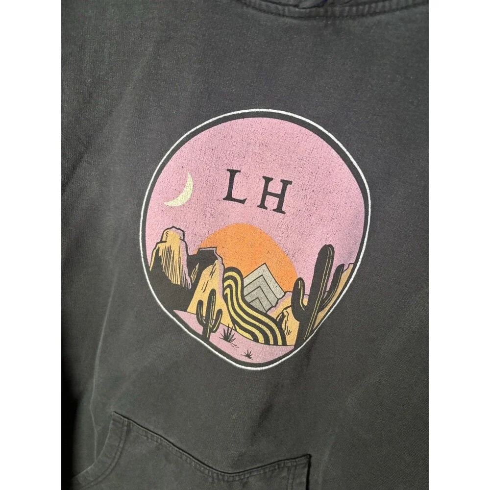 Lord Huron Sunset Pullover Hoodie Black Faded Thrashed 2022 Tour Adult XXL